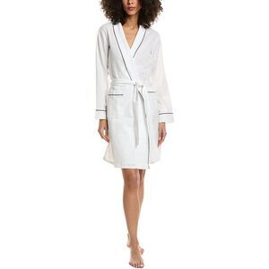 Petite Plume Womens Flannel Robe, White